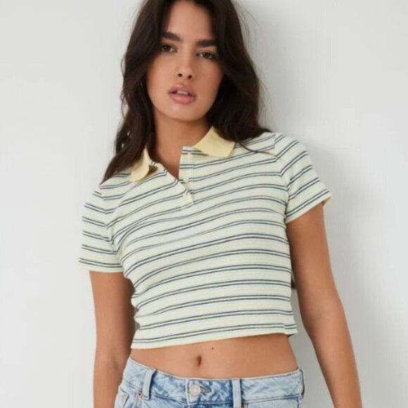 LEVI'S Jenni Cropped Polo Top, Size Small, Yellow - Picture 2 of 9